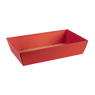 Tray cardboard kraft rectangular red delivered flat (to assemble)