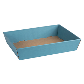 Tray cardboard kraft rectangular blue delivered flat (to assemble)