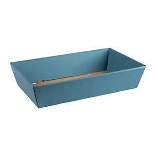 Bandeja cartón kraft rectangular azul entregados plano (para montar)