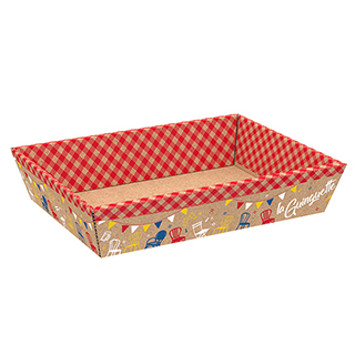 Tray cardboard kraft rectangular La guinguette supplied flat