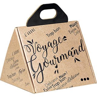 Coffret carton triangle dcor Voyage Gourmand noir