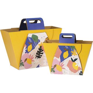 Shopping bag cardboard CITRUS GARDEN handles delivered flat (to assemble)