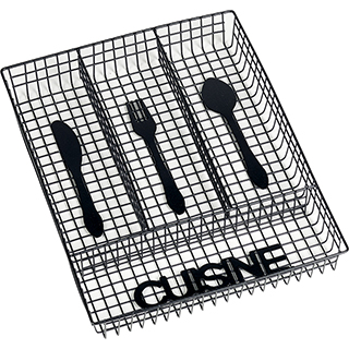 Bandeja de metal rectangular negro decoración cubiertos de mesa