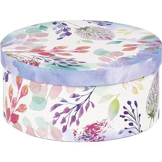 Box cardboard round WATERCOLOR FLOWERS