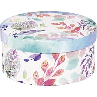 Box cardboard round WATERCOLOR FLOWERS