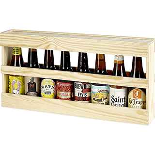 Caixa de madeira pinho 8 garrafas de cerveja 33cl Long Neck Int.Dim 
