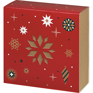 Box cardboard kraft square sleeve MERRY CHRISTMAS red internal dimensions