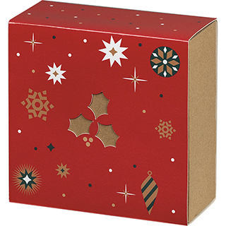 Caja cartón funda verde/estampación en caliente cobre Bonnes Fêtes/árbol de Navidad