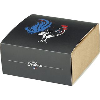 Coffret carton kraft carr fourreau 100% COCORICO livr  plat dim int.