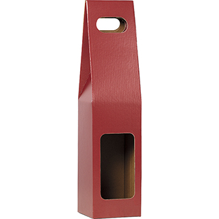 Wine carrier cardboard kraft/burgundy 1 bottle handle
