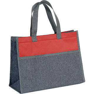 Sac isotherme rectangle gris/rouge 2 anses nylon/fermeture scratch 