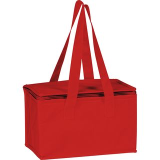 Bag isotherm rectangular red 2 handles red zip closure