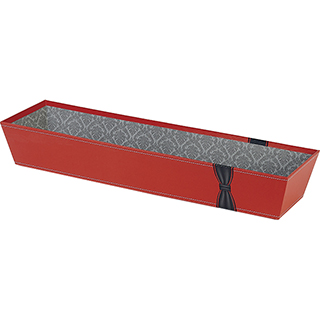 Corbeille carton rectangle rouge/nœud noir 