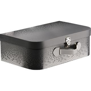 Suitcase cardboard rectangular LIGHTS AND SHADOWS grey/UV printing faux leather handle/metal buckle