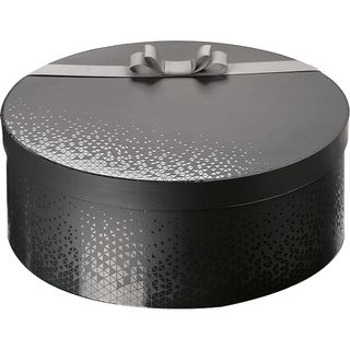 Tray cardboard round LIGHTS AND SHADOWS grey/UV printing grosgrain ribbon grey