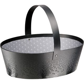 Basket cardboard oval LIGHTS AND SHADOWS grey/UV printing foldable handle