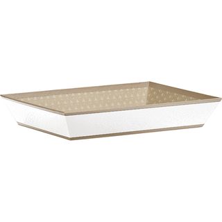 Corbeille carton rectangle OMBRE ET LUMIERE blanc/taupe/vernis slectif