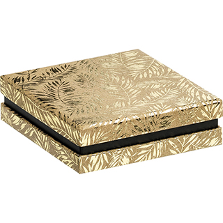 Box cardboard square chocolate 3 rows kraft/gold hot foil stamping/black
