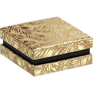 Box cardboard square chocolate kraft/gold hot foil stamping/black