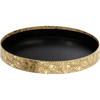 Tray cardboard round kraft/gold hot foil stamping/black