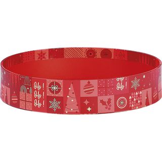 Box cardboard round CHRISTMAS MOSAIC red/pink/gold hot foil stamping