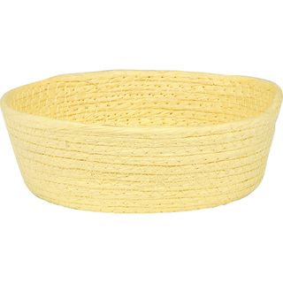 Corbeille corde de papier ronde jaune 