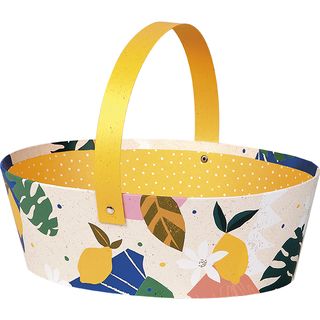 Basket cardboard oval CITRUS GARDEN foldable handle