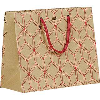 Bag paper kraft hot gliding red geometrical circles red cord handles eyelet 
