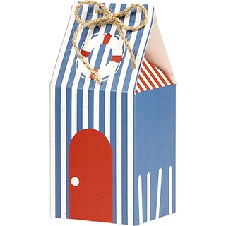 Coffret papier forme cabine de plage BORD DE MER fermeture cordelette