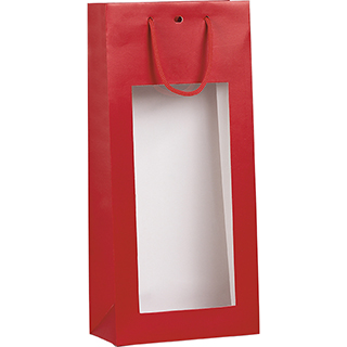 Bag paper 2 bottles red PVC window cord handles eyelet divider