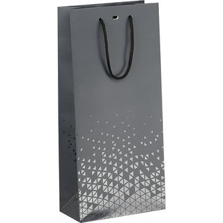 Bolsa papel 2 botellas LUZ Y SOMBRA gris/impresin UV asas cordn gris ojal separador