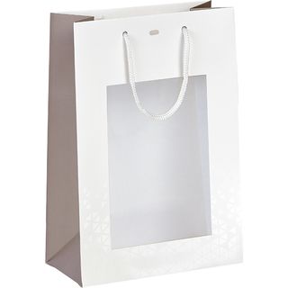 Bag paper LIGHTS AND SHADOWS white/brown/UV printing PET window cord handles  eyelet