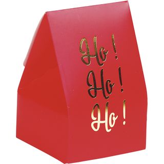 Caixa papel HO HO HO vermelho/ estampagem a quente dourada