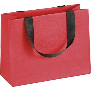 Bag paper RED CARPET texture red handles ribbon black