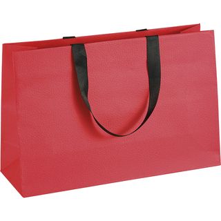 Bag paper RED CARPET texture red handles ribbon black