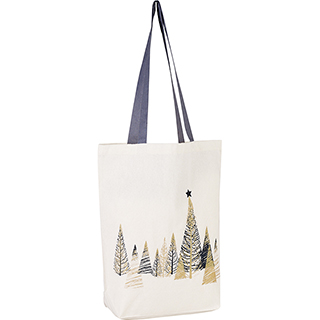 Tote Bag cotton grey decor Christmas tree/gold gilding 