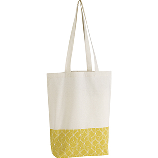 Tote Bag cotton nature color yellow geometrical circles 2 handles