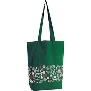 Sac coton BONNES FETES vert/dcor 2 anses - Tote bag