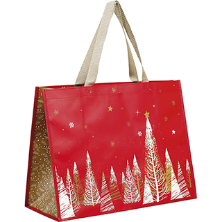 Bolsa polipropileno FELIZ NAVIDAD rojo/dorado/blanco 2 asas nylon 