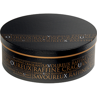 Coffret carton rond SAVOUREUX noir/cuivre 