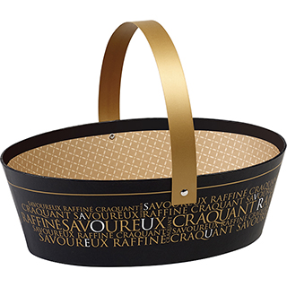 Basket cardboard oval SAVOUREUX copper/black/UV printing