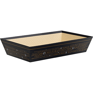 Caja de cartón rectangular Savoureux negro/cobre
