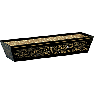 Bandeja cartn rectangular SAVOUREUX cobre/negro impresin UV 