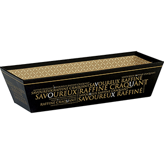 Bandeja cartn rectangular SAVOUREUX cobre/negro impresin UV 