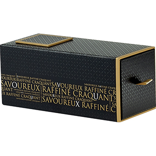 Caja de cartn rectangular Savoureux 2 compartimentos POP UP Cobre/negro impresin UV