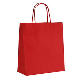Bag paper kraft smooth red 90g side twisted colored handles