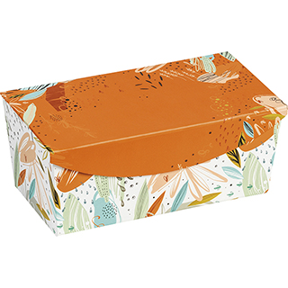 Caja cartn rectangular naranja/frescura cierre magntico