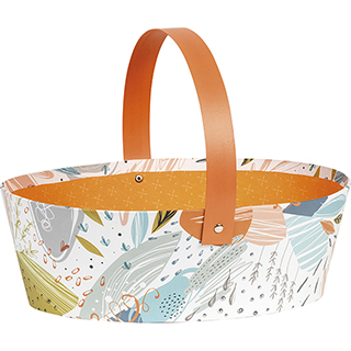 Panier carton ovale orange/fracheur anse rabattable