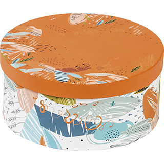Caja cartn redonda naranja/frescura 