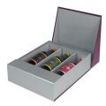 Grape decor 3 bottle giftbox with partition and magnetic closure